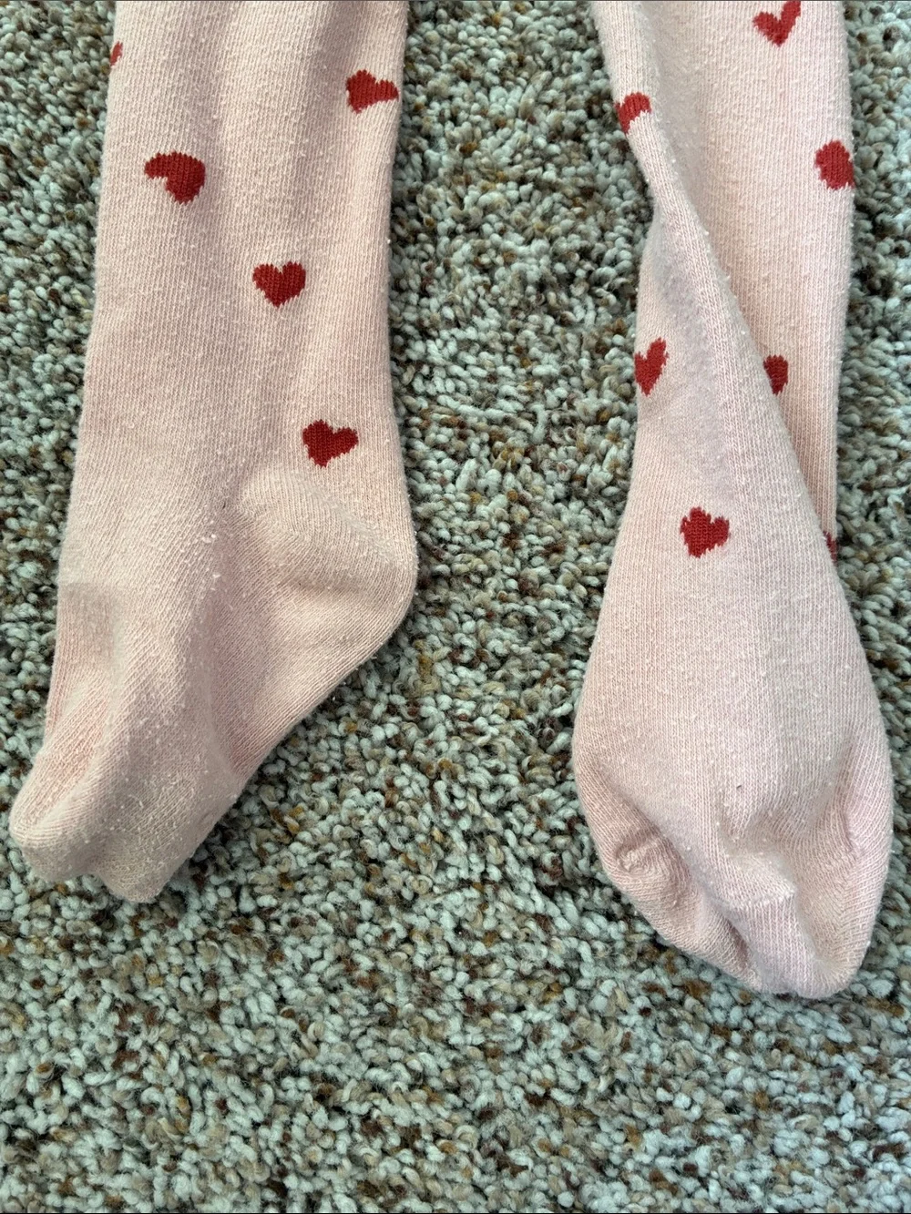 Carter's Pink Tights with Red Heart Pattern